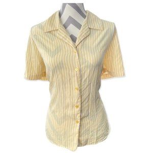 Yellow and White Stripe Button Down Blouse